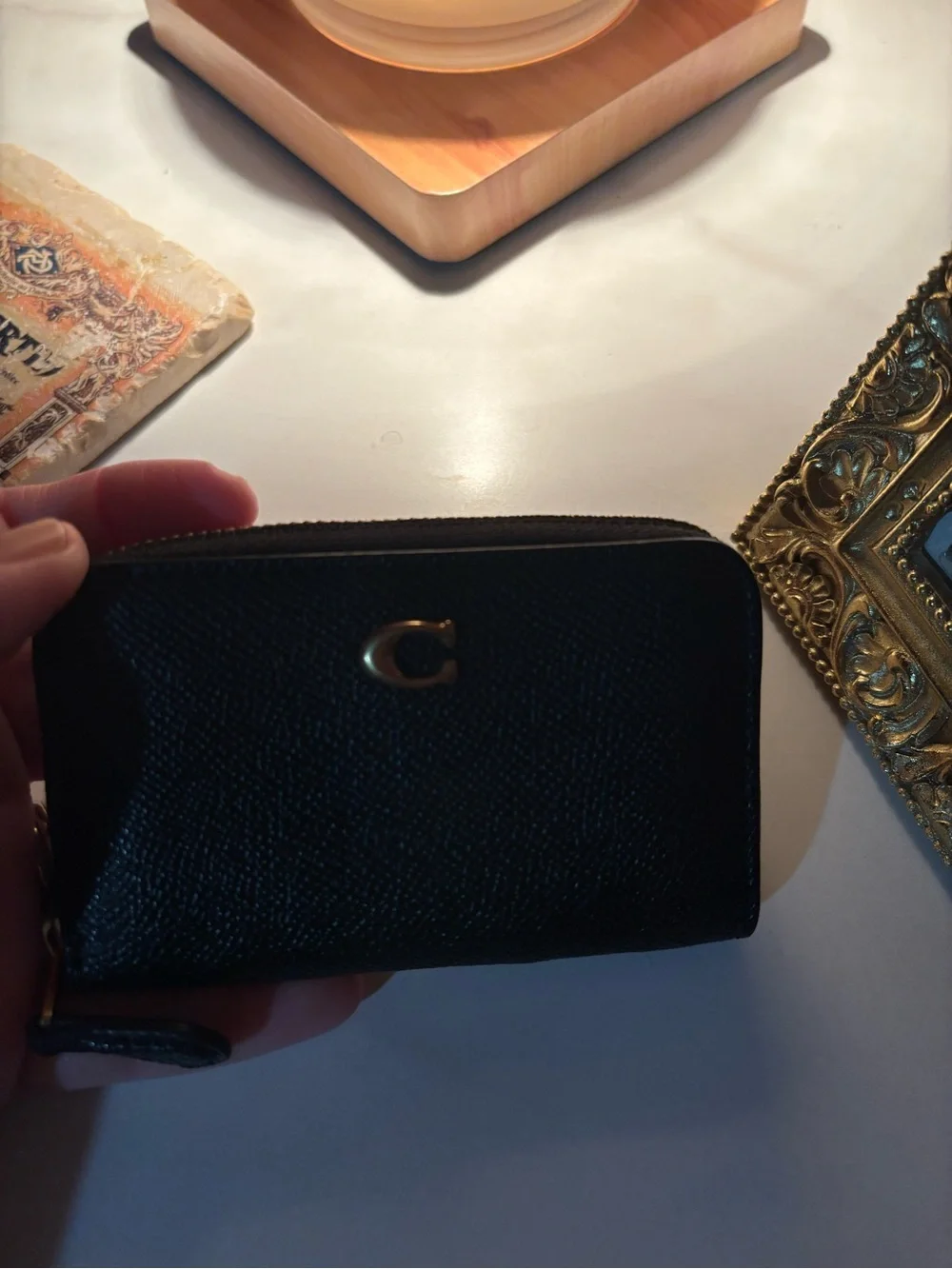 Authentic COACH zip around card case - BLACK